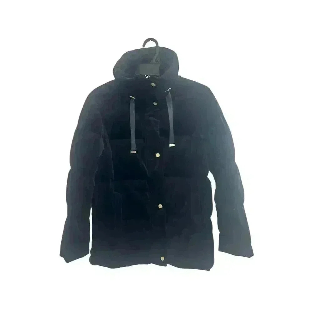 Cole Haan Women's Black Quilted Down Coat Size Petite Small Winter Casual
